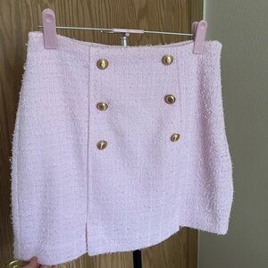 Express Light Pink Tweed Mini Skirt